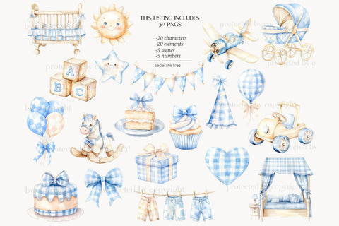 Blue Teddy Bear Clipart | Baby Boy Shower | Birthday Bear SVG GlamArtZhanna 
