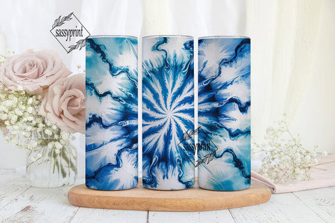 Blue Tie Dye Abstract 20oz Tumbler Wrap Sublimation sassyprint 