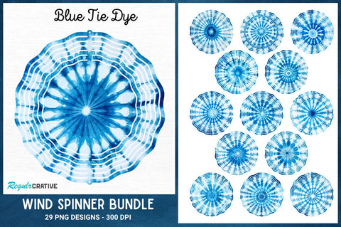 Blue Tie Dye Wind Spinner Sublimation Designs Bundle Sublimation Regulrcrative 