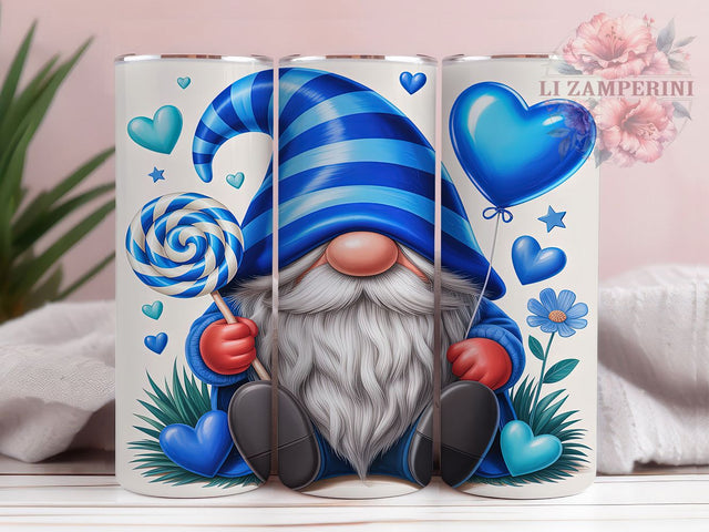 Blue Valentine Gnome Tumbler, Cute Valentine Gnome, Blue Love Design, 20Oz Wrap Design, Valentine Sublimation, Gnome Heart Art, Sweet Blue Valentine Sublimation Li Zamperini 