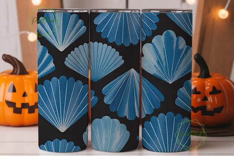 Blue Watercolor Fan 20oz Tumbler Wrap Sublimation PixelChick 