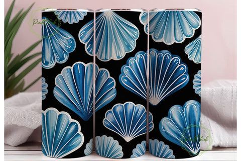 Blue Watercolor Fan 20oz Tumbler Wrap Sublimation PixelChick 