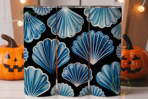 Blue Watercolor Fan 20oz Tumbler Wrap Sublimation PixelChick 