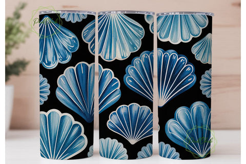 Blue Watercolor Fan 20oz Tumbler Wrap Sublimation PixelChick 