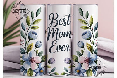 Blue Watercolor Floral 20oz Tumbler Wrap Sublimation sassyprint 