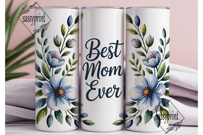 Blue Watercolor Floral 20oz Tumbler Wrap Sublimation sassyprint 