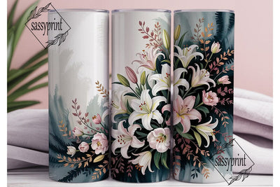 Blue Watercolor Floral Tumbler Wrap Sublimation sassyprint 