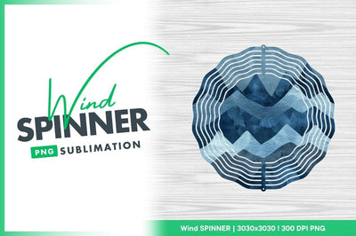 Blue watercolor mountain range wind spinner round png Sublimation Regulrcrative 