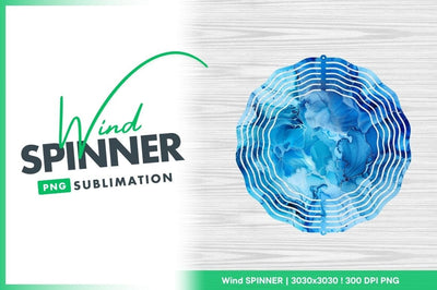 Blue watercolor wind spinner round design Sublimation Regulrcrative 
