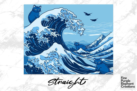 Blue Wave Cat Ladies Digital Tumbler Wrap 20 oz Skinny PNG Kamala Harris Sublimation Fine Purple Elephant Creations 