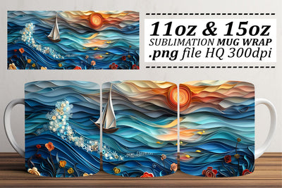 Blue Wave Mug Sublimation Design Sublimation afrosvg 