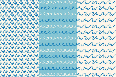 Blue Wavy Line Seamless Patterns & Digital Papers Digital Pattern Rin Green 