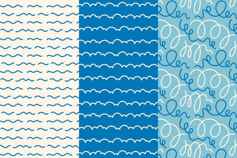 Blue Wavy Line Seamless Patterns & Digital Papers Digital Pattern Rin Green 