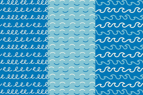 Blue Wavy Line Seamless Patterns & Digital Papers Digital Pattern Rin Green 