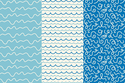 Blue Wavy Line Seamless Patterns & Digital Papers Digital Pattern Rin Green 