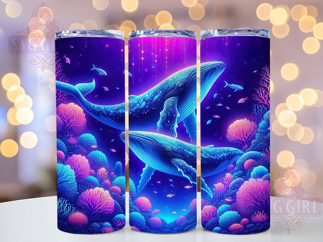 Blue Whale Mother and Baby Tumbler, Mother And Baby, Ocean Wrap, Sublimation Art, 20oz Tumbler, Sea Life Theme, Marine Style Sublimation SvggirlplusArt 