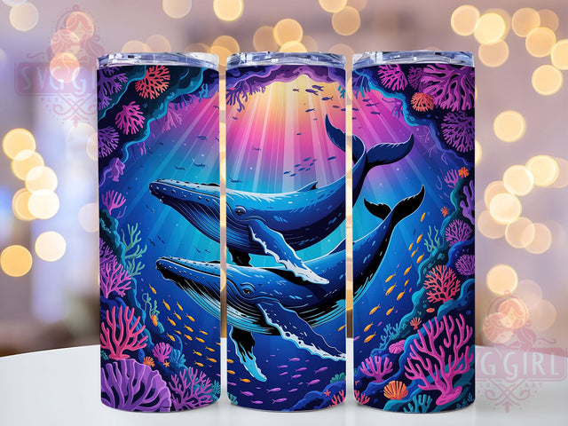 Blue Whale Mother and Baby Tumbler, Mother And Baby, Ocean Wrap, Sublimation Art, 20oz Tumbler, Sea Life Theme, Marine Style Sublimation SvggirlplusArt 