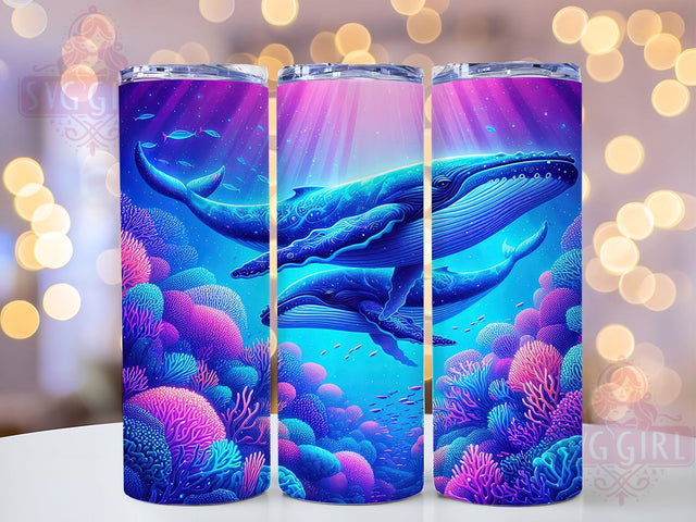 Blue Whale Mother and Baby Tumbler, Mother And Baby, Ocean Wrap, Sublimation Art, 20oz Tumbler, Sea Life Theme, Marine Style Sublimation SvggirlplusArt 