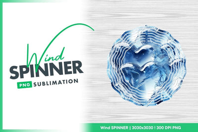 Blue Wind Spinner Round Png Sublimation Design on Wood Grain Background Sublimation Regulrcrative 