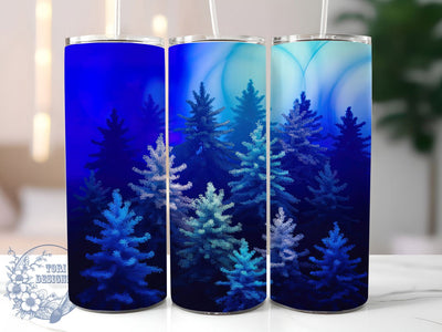 Blue Winter Christmas Trees Tumbler, Xmas Holiday Design, Winter Blue Tumbler, 20Oz Wrap Design, Christmas Sublimation, Blue Holiday Art, Festive Winter Theme Sublimation ToriDesigns 