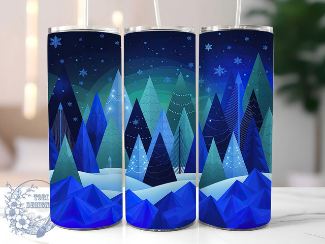 Blue Winter Christmas Trees Tumbler, Xmas Holiday Design, Winter Blue Tumbler, 20Oz Wrap Design, Christmas Sublimation, Blue Holiday Art, Festive Winter Theme Sublimation ToriDesigns 