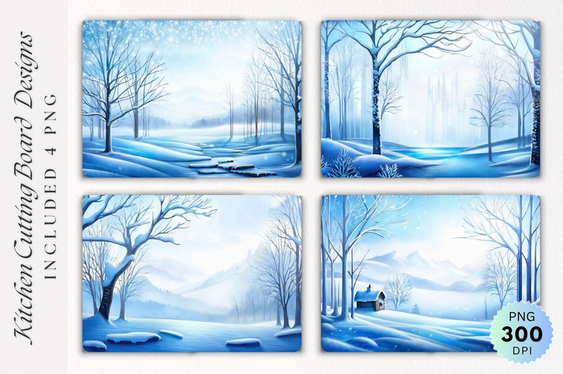 Blue Winter Cutting Board PNG Design Sublimation Regulrcrative 