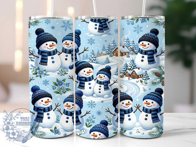 Blue Winter Snowmen 20oz Tumbler, Blue Winter Snowmen, Winter Snowmen, Blue Snowmen, Snowmen Tumbler, 20oz Tumbler Wrap, Blue Winter PNG, Winter Tumbler PNG Sublimation ToriDesigns 