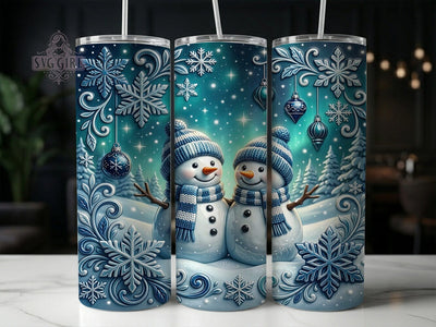 Blue Winter Snowmen 20oz Tumbler, Blue Winter Snowmen, Winter Snowmen, Blue Snowmen, Snowmen Tumbler, Blue Winter PNG, Winter Tumbler PNG, Snowmen Wrap PNG Sublimation SvggirlplusArt 