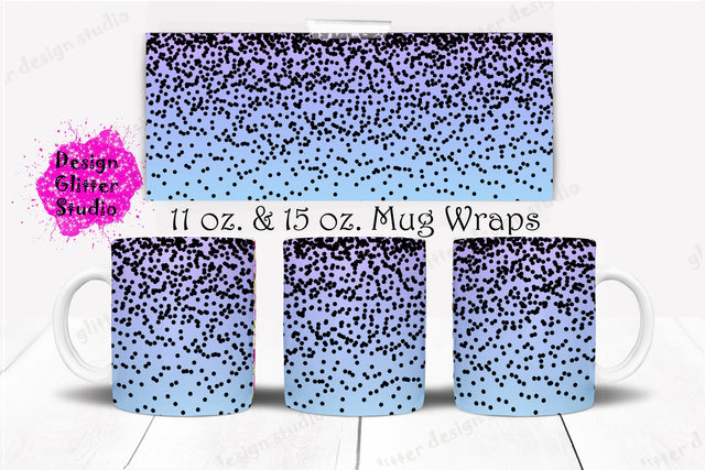 Blue with black Glitter Drips Full Wrap Mug Sublimation Designs, Sublimation ArtStudio 