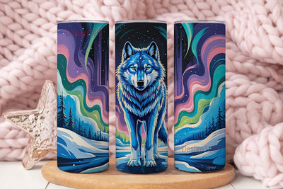 Blue Wolf Aurora 20oz Tumbler Wrap Sublimation DesignSVG 