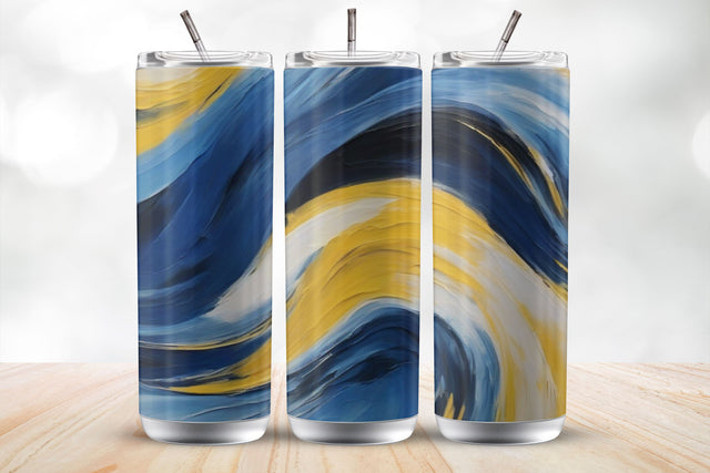 Blue, Yellow Abstract 20 Oz Sublimation Tumbler Wrap Sublimation MockupSvgVenue 