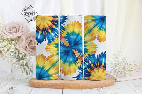 Blue Yellow Tie Dye 20oz Tumbler Wrap Sublimation sassyprint 
