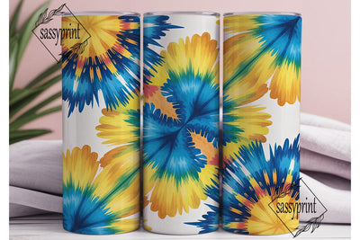 Blue Yellow Tie Dye 20oz Tumbler Wrap Sublimation sassyprint 