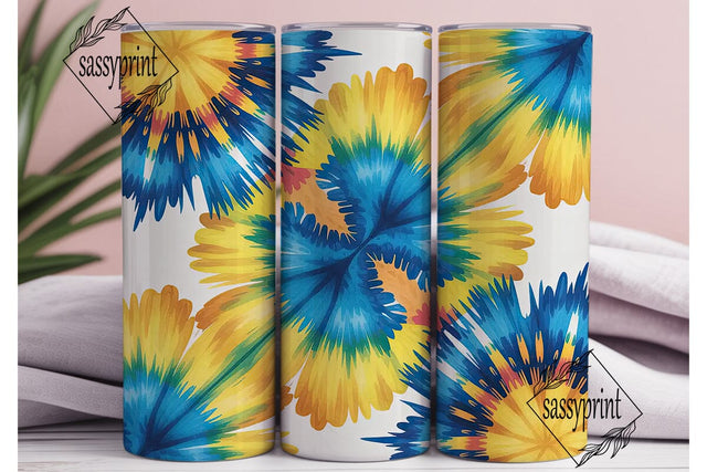 Blue Yellow Tie Dye 20oz Tumbler Wrap Sublimation sassyprint 