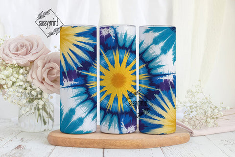 Blue Yellow Tie Dye 20oz Tumbler Wrap Sublimation sassyprint 