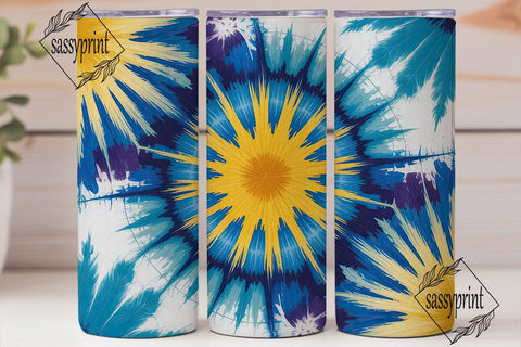 Blue Yellow Tie Dye 20oz Tumbler Wrap Sublimation sassyprint 