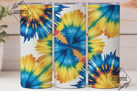 Blue Yellow Tie Dye 20oz Tumbler Wrap Sublimation sassyprint 