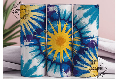 Blue Yellow Tie Dye 20oz Tumbler Wrap Sublimation sassyprint 