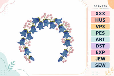 Bluebell Flower and Pink Berry Arch Wreath Embroidery Design Embroidery/Applique DESIGNS sg embroidery 