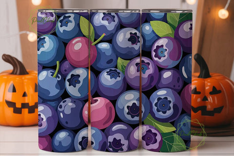 Blueberry Bliss 20oz Tumbler Wrap Sublimation PixelChick 