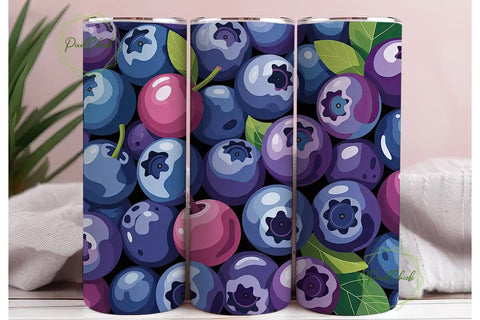 Blueberry Bliss 20oz Tumbler Wrap Sublimation PixelChick 