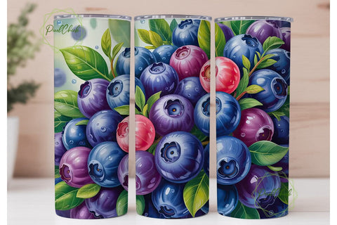 Blueberry Bliss 20oz Tumbler Wrap Sublimation PixelChick 