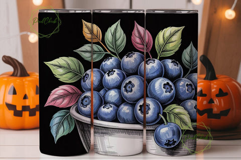 Blueberry Field 20oz Tumbler Wrap Sublimation PixelChick 