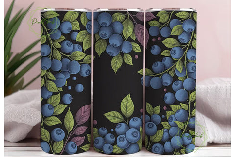 Blueberry Field 20oz Tumbler Wrap Sublimation PixelChick 
