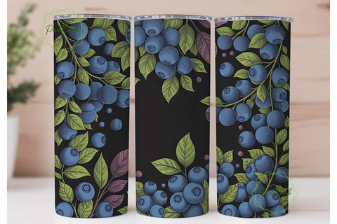 Blueberry Field 20oz Tumbler Wrap Sublimation PixelChick 