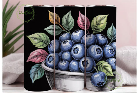 Blueberry Field 20oz Tumbler Wrap Sublimation PixelChick 