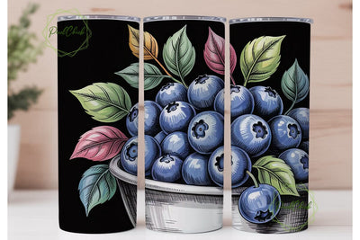 Blueberry Field 20oz Tumbler Wrap Sublimation PixelChick 