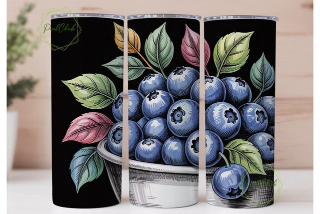 Blueberry Field 20oz Tumbler Wrap Sublimation PixelChick 