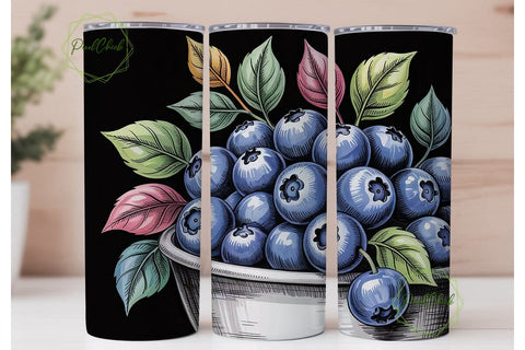 Blueberry Field 20oz Tumbler Wrap Sublimation PixelChick 