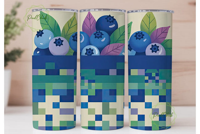 Blueberry Geometric Tumbler Wrap Sublimation PixelChick 